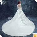 2017 Cheap Luxury Newest Style Long Sleeve Elegant Ball Gown Wedding Dress with Long Train Satin Bride Dress